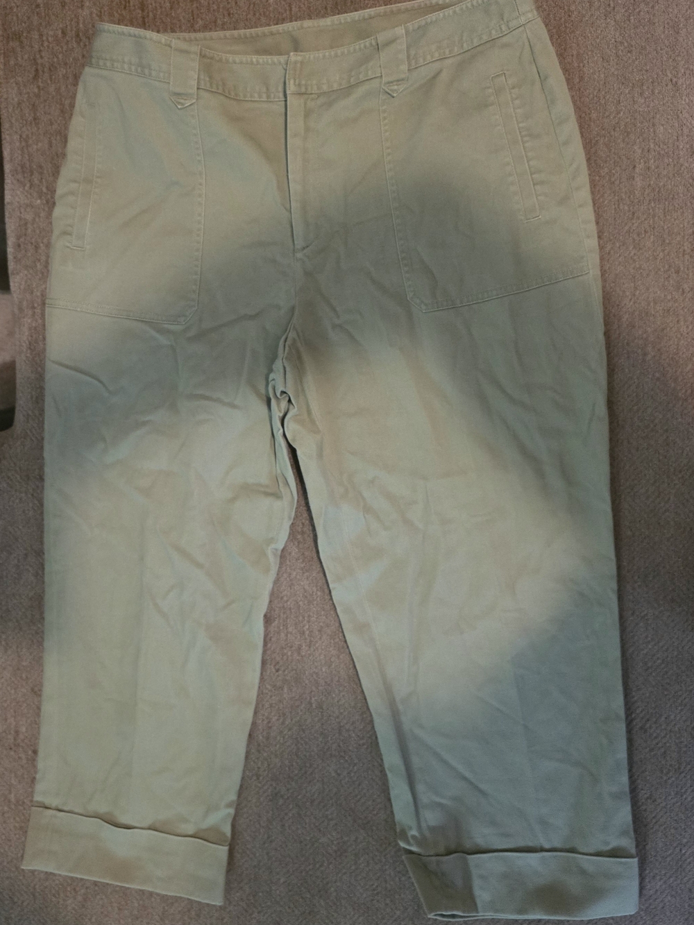 Rafaella Light Khaki/Slighly Green Cropped Chinos Size 14